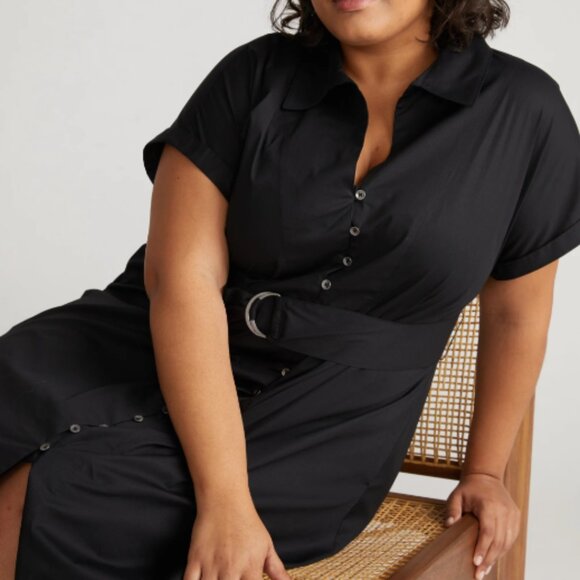 NWT Universal Standard Sandy Stretch Poplin Shirtdress in Black, Size 22/24 - Picture 1 of 1